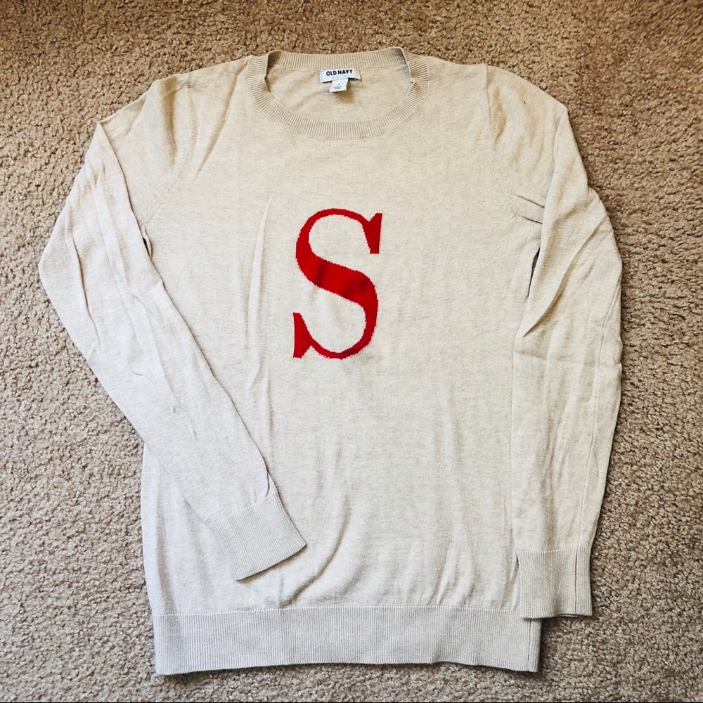 🔥3/$25 OLD NAVY Initial "S" Pullover Sweater EUC